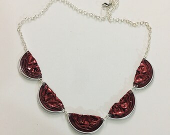 Scalloped Collar Bib Statement Necklace, Recycled Nespresso Coffee Capsules, Repurposed Coffee Capsules