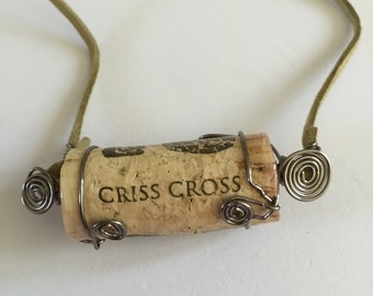 Wine Cork Necklace, WIre Wrapped Corks, Wine Cork and Charms Necklace, Cork Jewelry