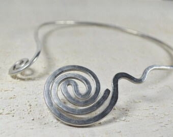 Aluminum Spiral Choker Necklace, Handmade Statement Jewelry