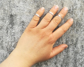 Knuckle ring set of three , midi ring, foot, toe rings, adjustable aluminum silver Minimal, contemporary jewelry,  Dainty simple thin ring