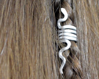 Snake dreadlock hair bead, Loc, coil dreadlock Beard jewelry Silver Viking jewelry Small Snake hair Viking Braid beads metal copper aluminum