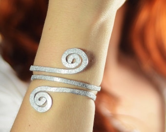 Handmade Aluminum Spiral Cuff Bracelet, Adjustable Zen Jewelry