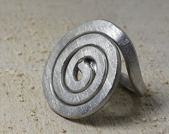 silver SPIRAL RING satin Aluminum RING Adjustable aluminium Silver ethnic jewelry spiral vortex ring  jewelry wedding yoga zen minimal