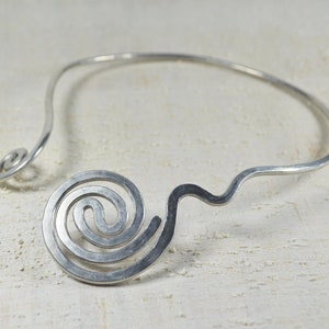 Open Necklace silver urban jewelry spiral swirl vortex READY to SHIP open choker collar silver statement necklace asymmetric double spiral