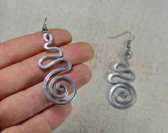 Pendientes colgantes de espiral de aluminio, joyería de alambre hecha a mano
