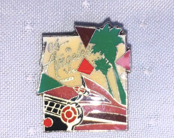 Los Angeles Cadillac Pin Vintage/ Tail Fins and Palm Trees/ Rare Collectable