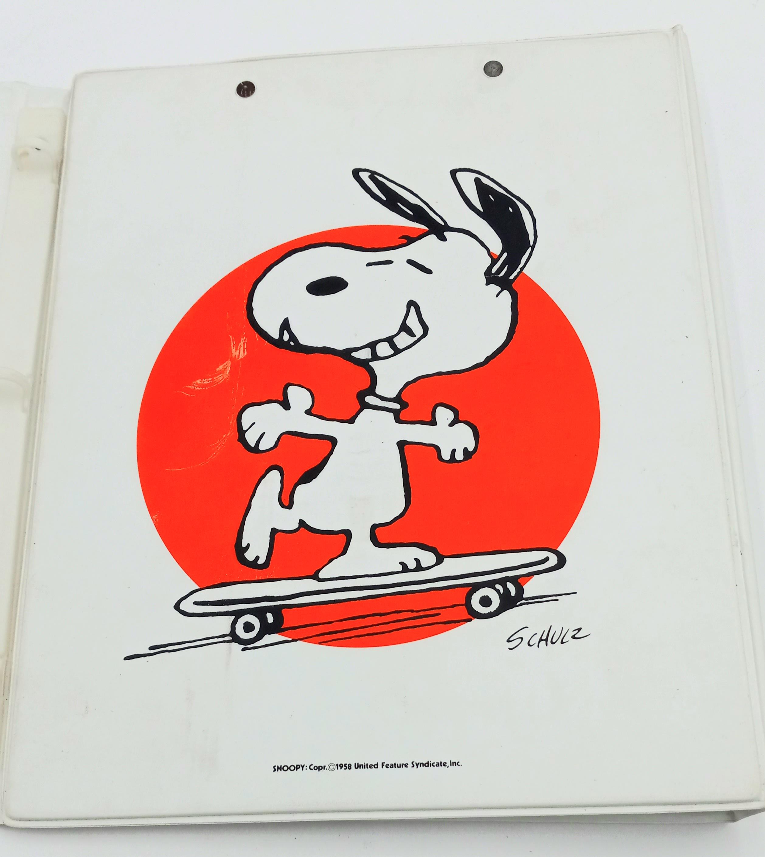Vintage Snoopy With Woodstock 3-ring Binder Vinyl Folder Tri-fold