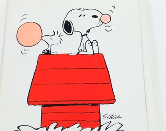 Vintage Snoopy With Woodstock 3-ring Binder Vinyl Folder Tri-fold