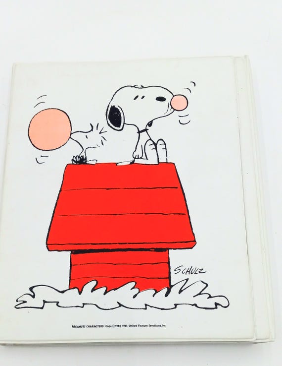 Vintage Snoopy With Woodstock 3-ring Binder Vinyl Folder Tri-fold