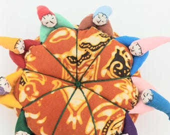 Vintage Friends Holding Hands Large Pin Cushion. Vintage Sewing-Never Used 1980's