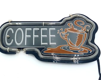 Coffee Cup Neon Light Sign/ 3D Carved Decor Artwork 14"