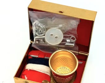 Vintage Metal Travel Advertising Sewing Kit/ Auto Rossel