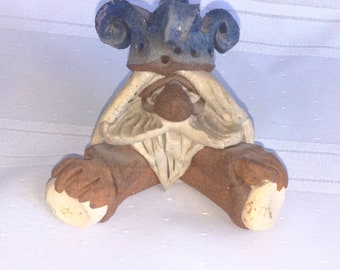 Whimsical Studio Clay King Crown/ Small Figurine Glazed