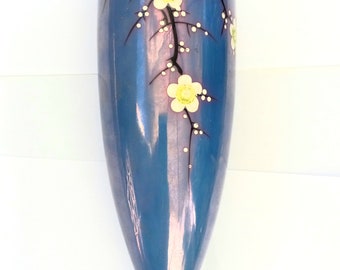 Mid Century Wall Pocket Vase Blue Luster Ware Lusterware JAPAN