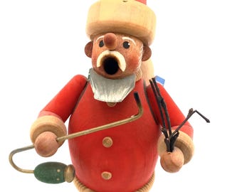 Vintage German Kris Kringle Santa Clause with Pipe Incense Smoker Burner 6.25"