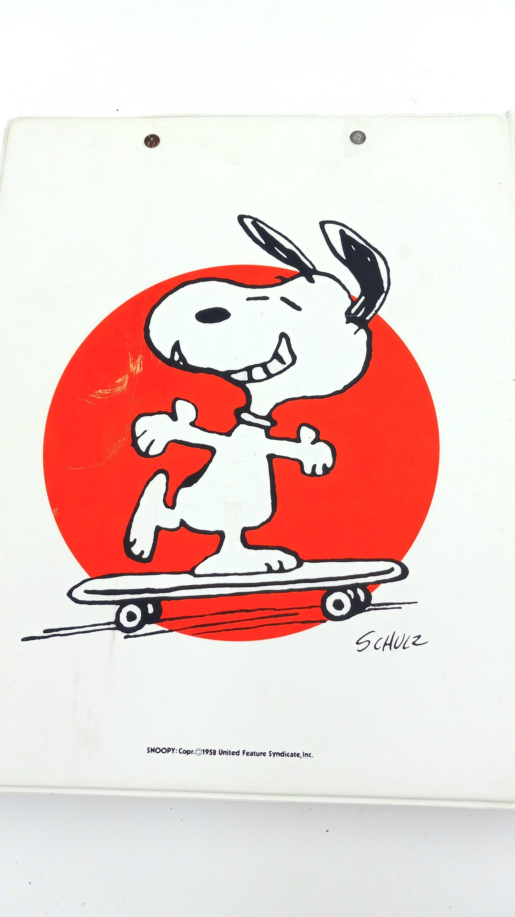 Vintage Snoopy With Woodstock 3-ring Binder Vinyl Folder Tri-fold