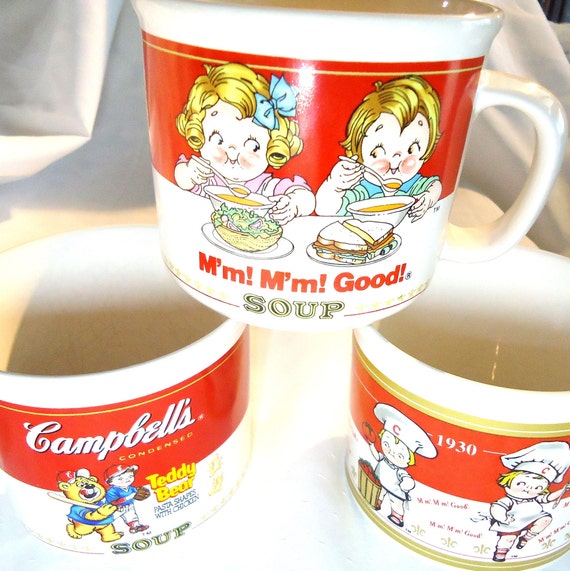 Vintage Campbell's Soup Mugs three Dated 1989 & 2001/ Etsy