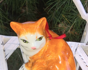 Blue Sky Tabby Cat/Kitten Ornament Orange & White Made In The USA