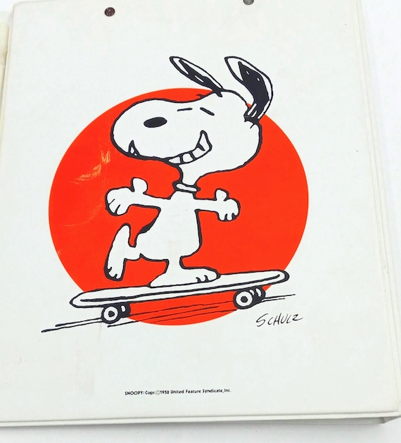 Vintage Snoopy With Woodstock 3-ring Binder Vinyl Folder Tri-fold