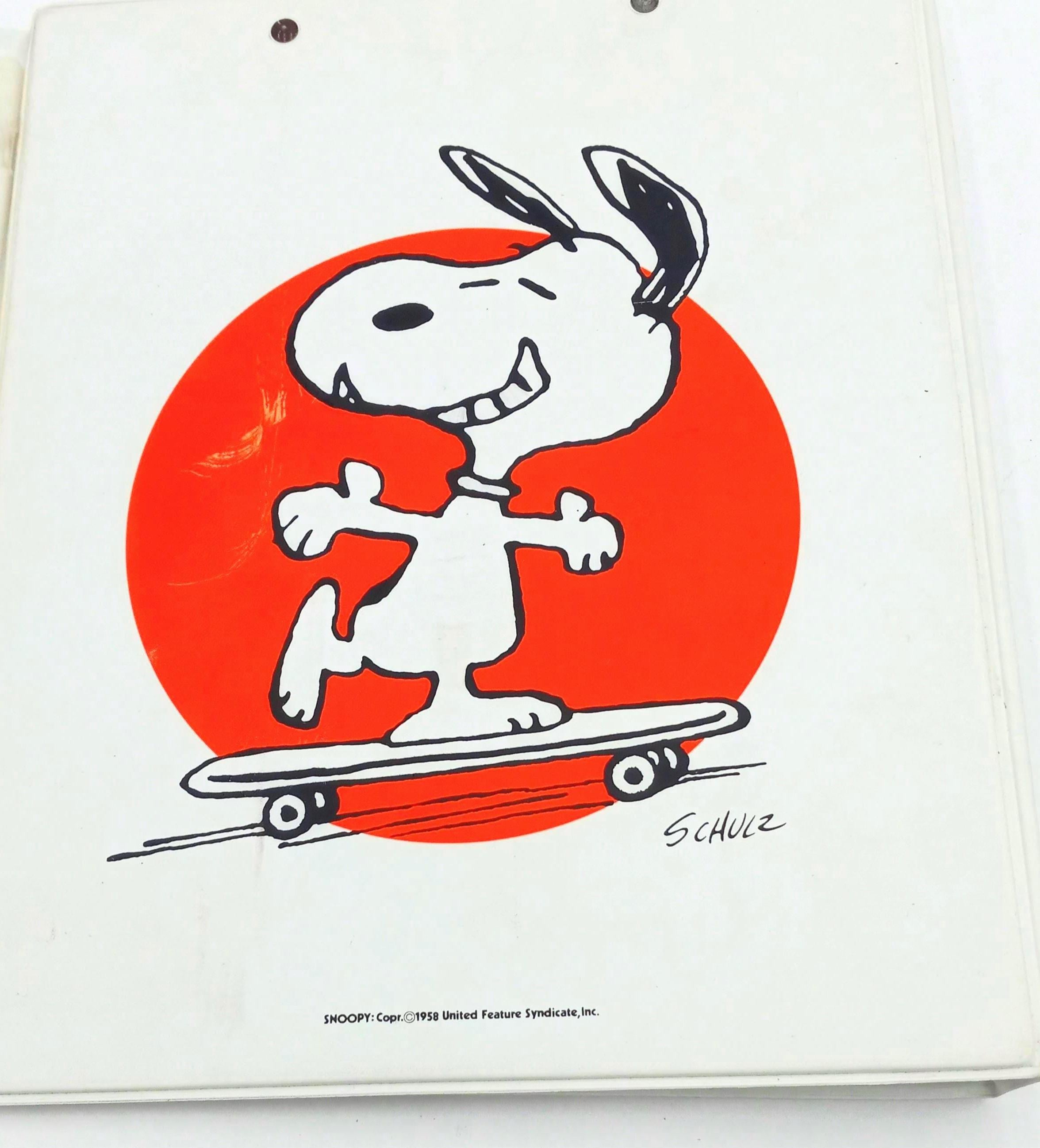Vintage Snoopy With Woodstock 3-ring Binder Vinyl Folder Tri-fold