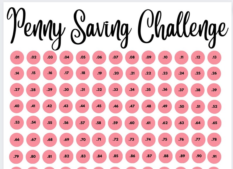365 Day Penny Challenge Etsy