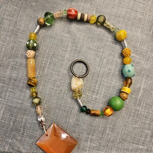 Handmade Suncatcher , yellow, green, red glass beads