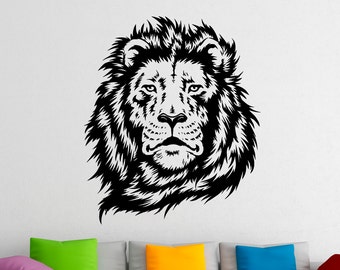 Calcomanías de vinilo para pared con diseño de león, para gatos salvajes, animales, diseño de interiores del hogar, murales artísticos, decoración del dormitorio (4l01n)