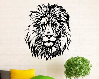 Calcomanías de vinilo para pared con diseño de león, para gatos salvajes, animales, diseño de interiores del hogar, murales artísticos, decoración del dormitorio (19l01n)