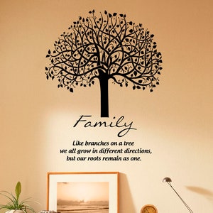 Family Tree Wall Decal Quote Vinyl Sticker Inspiration Home Interior Bedroom Art Decor (21nsc)