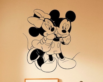 Mickey and Minnie Mouse Embrace Wall Decal Vinyl Sticker Room for Kids Disney Decor (71nsc)