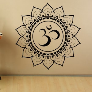 Mandala Wall Decal Om Symbol Indian Pattern Vinyl Stickers Namaste Yoga Home Interior Design Art Murals Bedroom Decor (12ml01a)