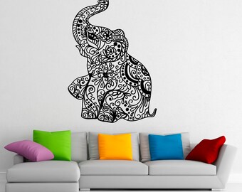 Elephant Wall Decal Family Art Indian Boho Bedding Home Decor Nursery Bedroom Yoga Studio Decor Vinyl Elephant Sticker S28
