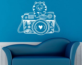 Camera Wall Decal Say Cheese Vinyl Stickers Photo Studio Interior Design Art Murals Housewares Bedroom Wall Decor 19p01o