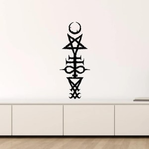 Sigil of Lucifer Leviathan Pentagram Satan Wall Decal Vinyl Sticker Satanic Wall Art Gothic Wall Decor Man Cave Gift Poster Print 1708