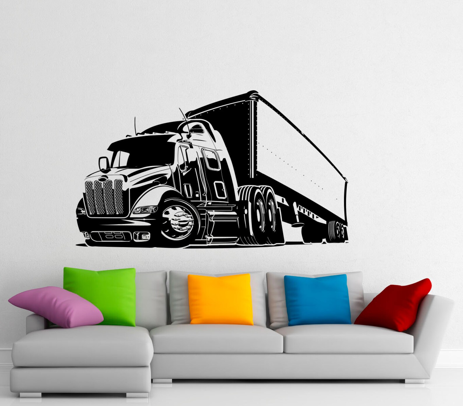 Semi Truck Wall Decal Vinyl Stickers Big Car Home Interior Art Etsy