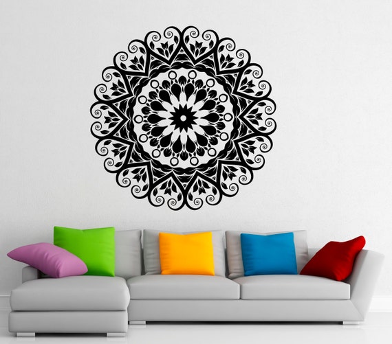 Mandala Wall Decal Indian Pattern Vinyl Stickers Namaste Yoga | Etsy