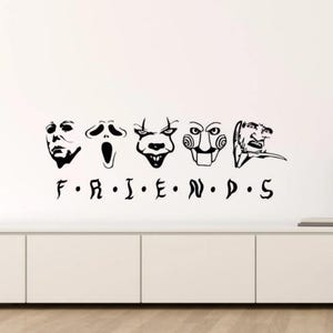 Adesivo da parete Horror Friends Adesivo in vinile Killers Maniac Sign Theater Wall Art Decorazione da parete Film spaventoso Regalo Halloween Poster Stampa Stencil 1671