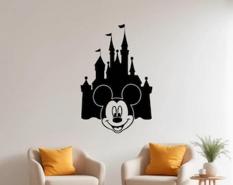 Mickey Castle Wall Decal Vinyl Sticker Mickey Wall Art Nursery Wall Decor Baby Poster Kids Room Decal Children Gift Stencil 1163