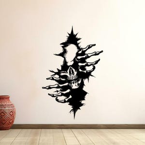Skull In The Wall Decal Vinyl Sticker Sign Zombie Wall Art Horror Decor Scary Movie Gift Halloween Poster For Wall Door Window 1291