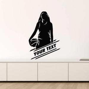Personalized Basketball Girl Wall Decal Vinyl Sticker Girl Jersey Player Custom Name Wall Art Bedroom Wall Decor Sport Poster Print 1723