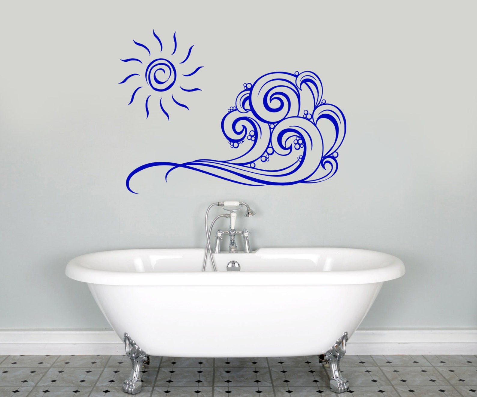Sea Ocean Waves Wall Decal Splashes Vinyl Sticker Marine Etsy