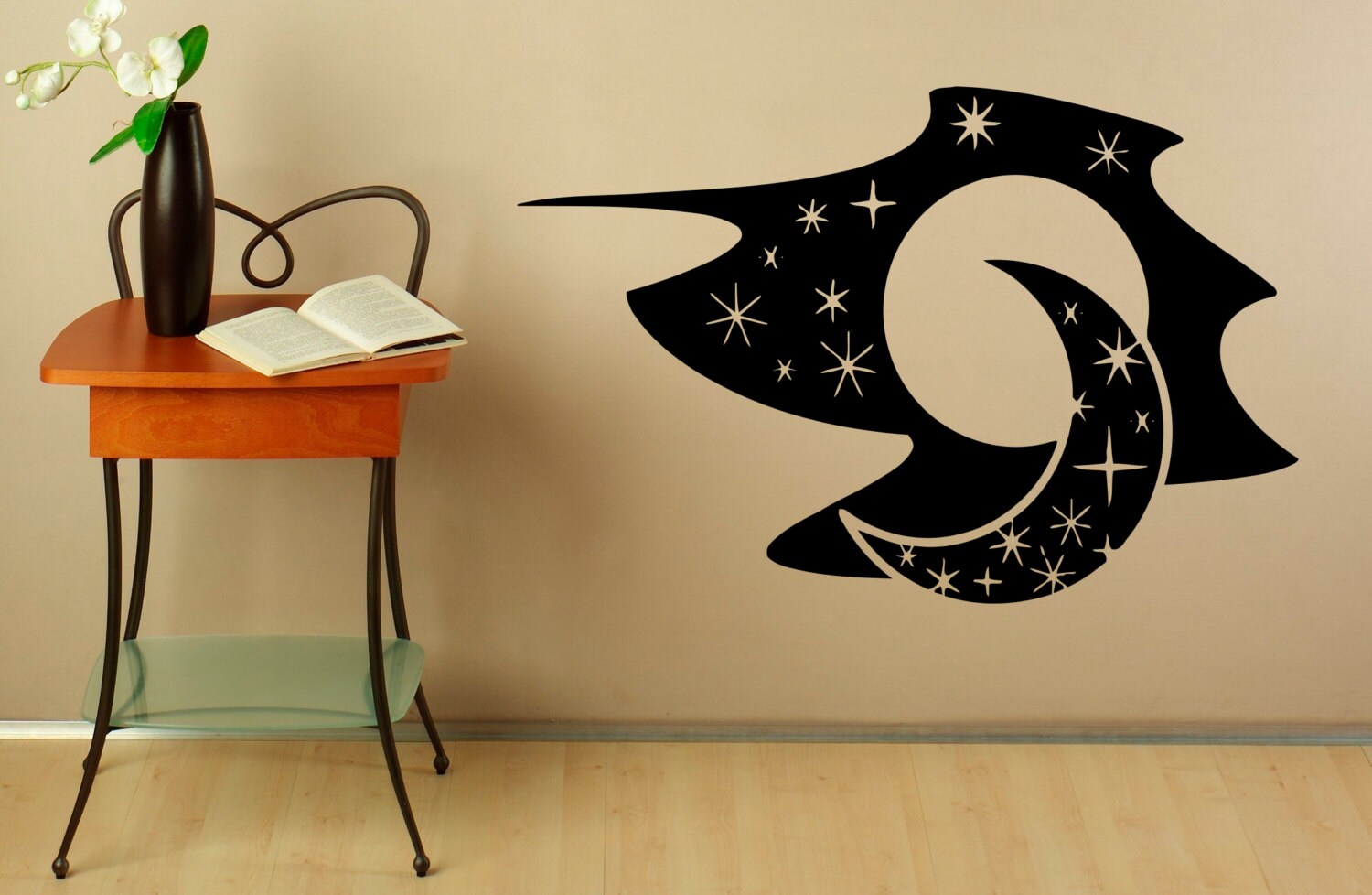 Luna pared calcomanía media luna vinilo pegatinas estrellas | Etsy