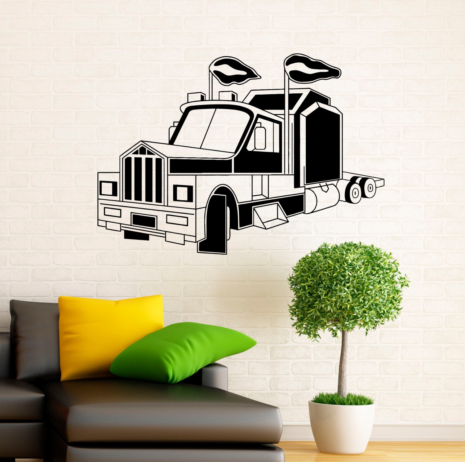 Semi Truck Wall Decal Vinyl Stickers Home Interior Art Design Etsy