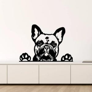 French Bulldog Wall Decal Vinyl Sticker Frenchie Sign Peeking Dog Wall Art Decor Pet Shop Gift Stencil For Walls Doors Windows Cars 1594