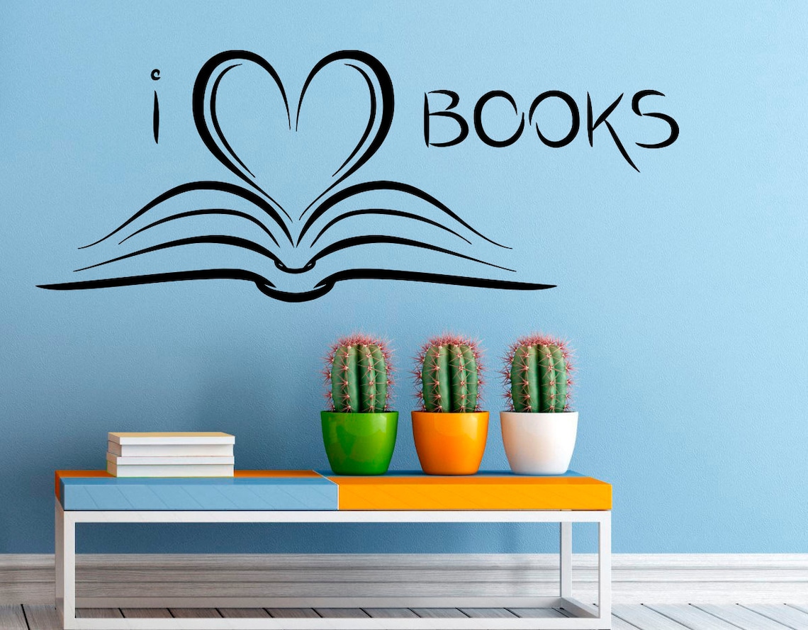 Wall Vinyl Decal Books Stickers Reading Room Library Interior Etsy