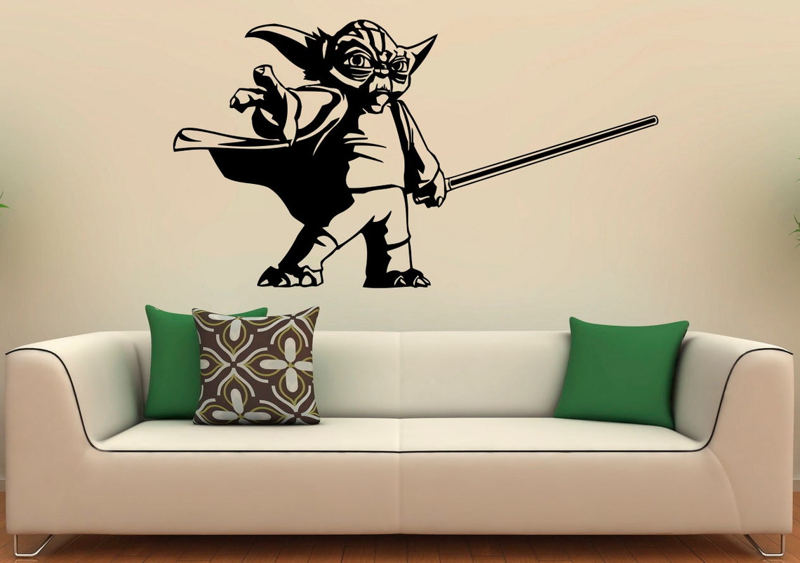 Master Yoda Wall Decal Vinyl Stickers Star Wars Home Interior Etsy