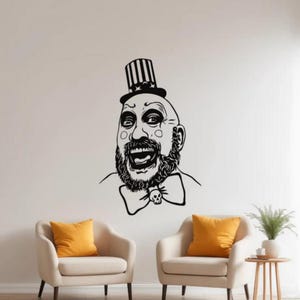 Adesivo da parete Capitano Spaulding Adesivo in vinile Adesivo da parete spaventoso Clown Segno Arte da parete teatrale Decorazione da parete horror Regalo di film Poster di Halloween Stampa murale 1529