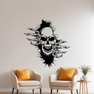Skull From The Wall Decal Vinyl Sticker Sign Zombie Wall Art Horror Decor Scary Movie Gift Halloween Poster For Wall Door Window 1860