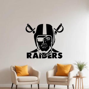 Naklejka ścienna Raider Vinyl Sticker Football Wall Art Gwiazda maskotka Dekoracja ścienna Prezent dla fana Sport Plakat Logo Druk Na Ścianie Okna Drzwi Samochody 1870
