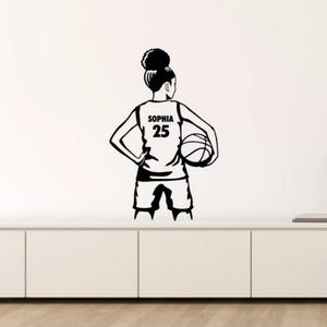 Personalized Basketball Wall Decal Vinyl Sticker Girl Jersey Player Custom Name Wall Art Bedroom Wall Decor Sport Poster Print 1732